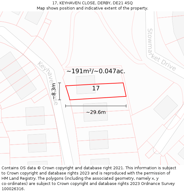 17, KEYHAVEN CLOSE, DERBY, DE21 4SQ: Plot and title map