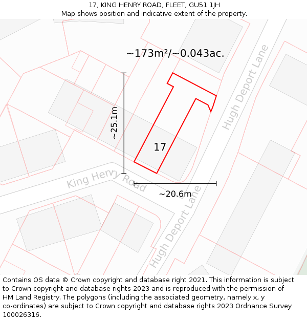 17, KING HENRY ROAD, FLEET, GU51 1JH: Plot and title map