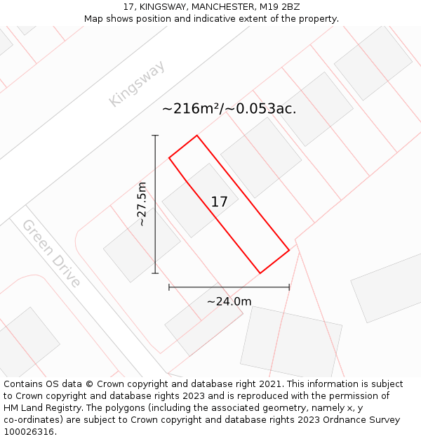 17, KINGSWAY, MANCHESTER, M19 2BZ: Plot and title map