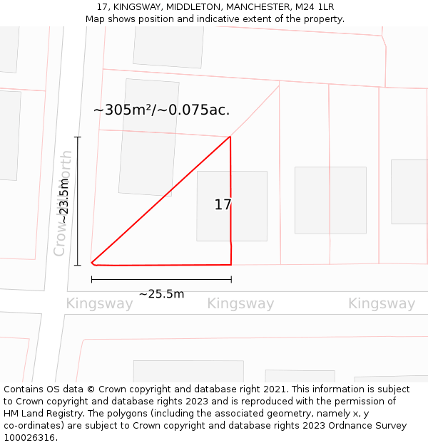 17, KINGSWAY, MIDDLETON, MANCHESTER, M24 1LR: Plot and title map