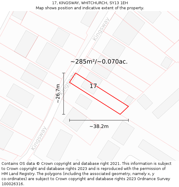 17, KINGSWAY, WHITCHURCH, SY13 1EH: Plot and title map