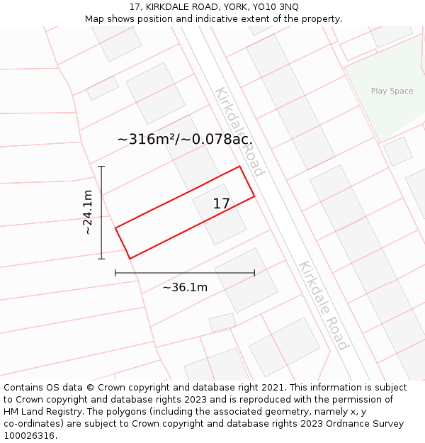 17, KIRKDALE ROAD, YORK, YO10 3NQ: Plot and title map