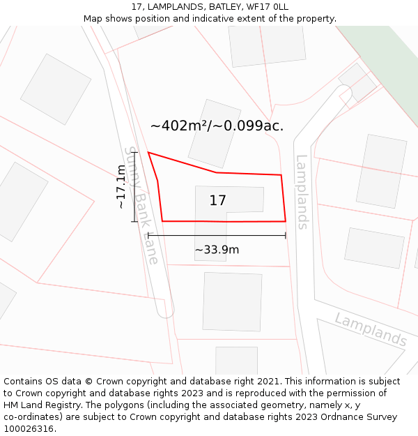 17, LAMPLANDS, BATLEY, WF17 0LL: Plot and title map