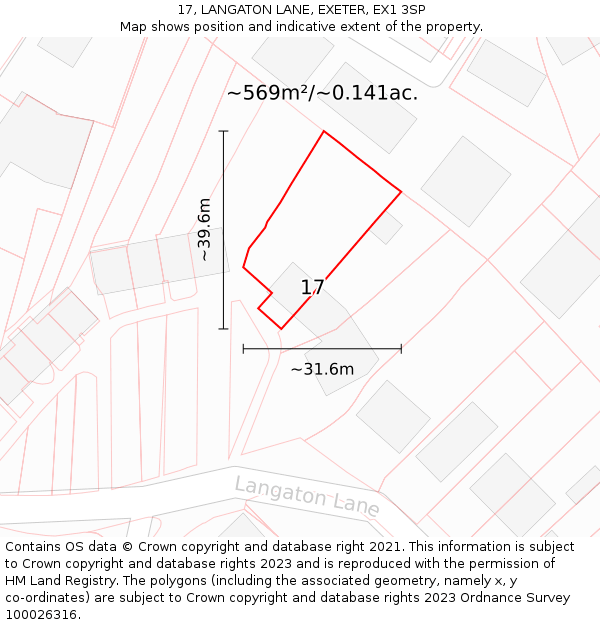 17, LANGATON LANE, EXETER, EX1 3SP: Plot and title map