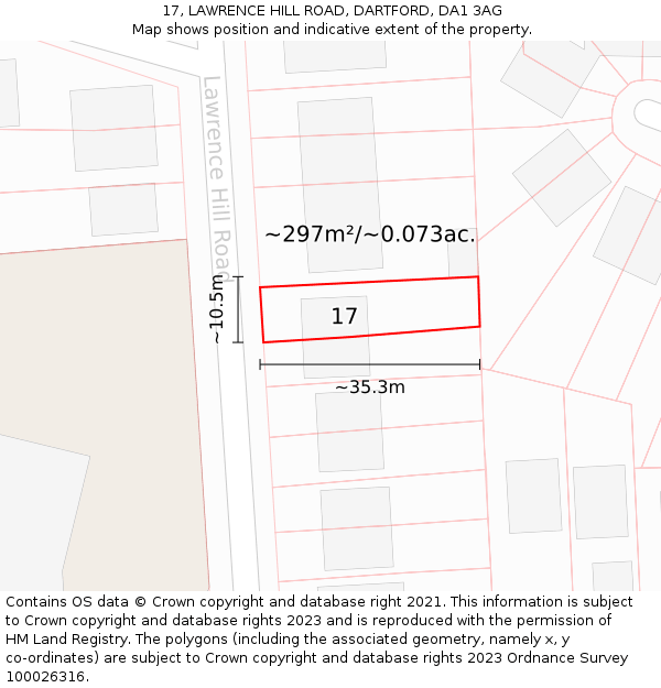 17, LAWRENCE HILL ROAD, DARTFORD, DA1 3AG: Plot and title map