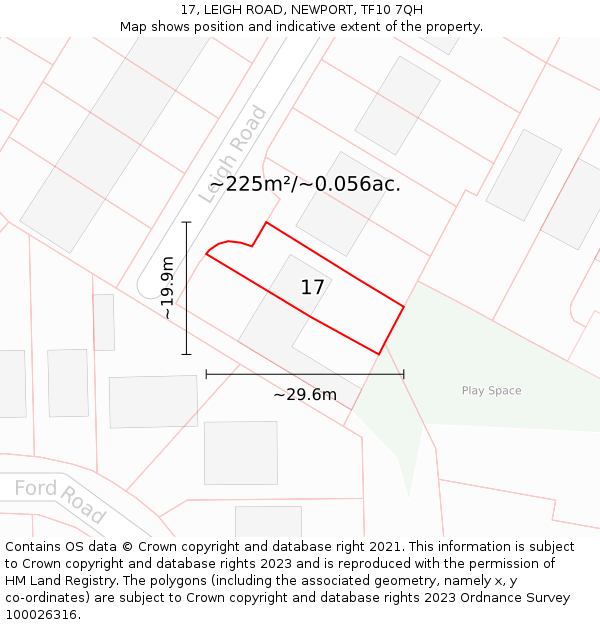 17, LEIGH ROAD, NEWPORT, TF10 7QH: Plot and title map