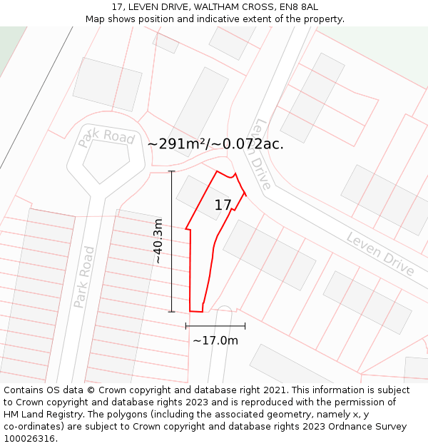 17, LEVEN DRIVE, WALTHAM CROSS, EN8 8AL: Plot and title map