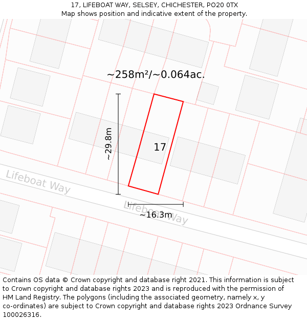 17, LIFEBOAT WAY, SELSEY, CHICHESTER, PO20 0TX: Plot and title map