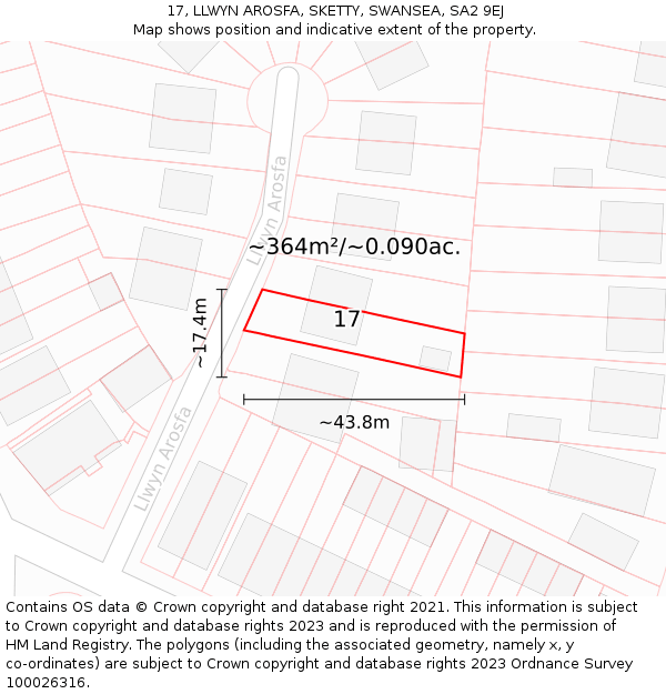 17, LLWYN AROSFA, SKETTY, SWANSEA, SA2 9EJ: Plot and title map