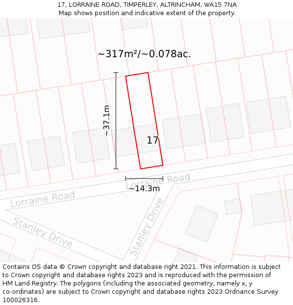 17, LORRAINE ROAD, TIMPERLEY, ALTRINCHAM, WA15 7NA: Plot and title map