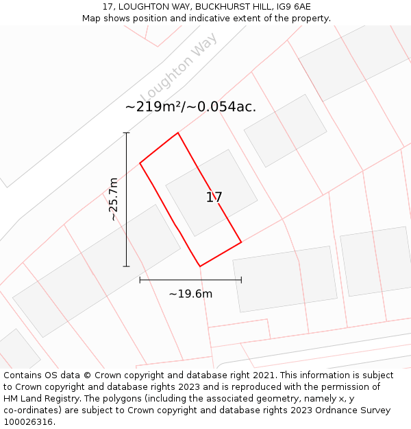 17, LOUGHTON WAY, BUCKHURST HILL, IG9 6AE: Plot and title map