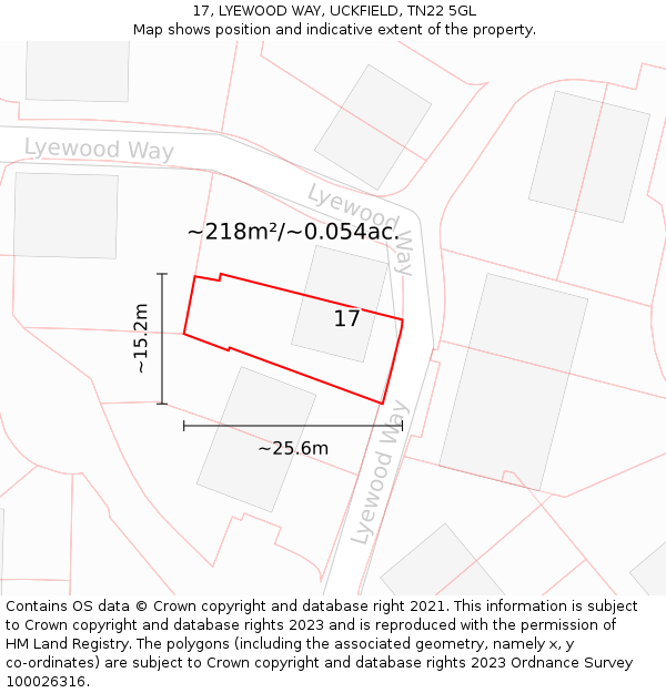 17, LYEWOOD WAY, UCKFIELD, TN22 5GL: Plot and title map