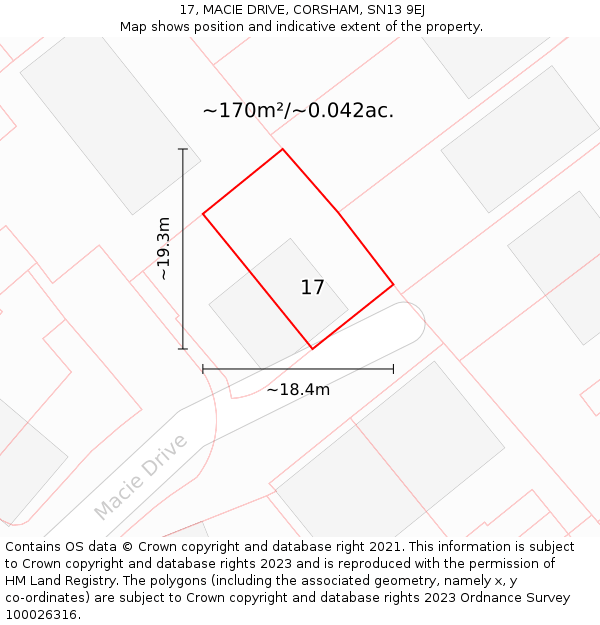 17, MACIE DRIVE, CORSHAM, SN13 9EJ: Plot and title map