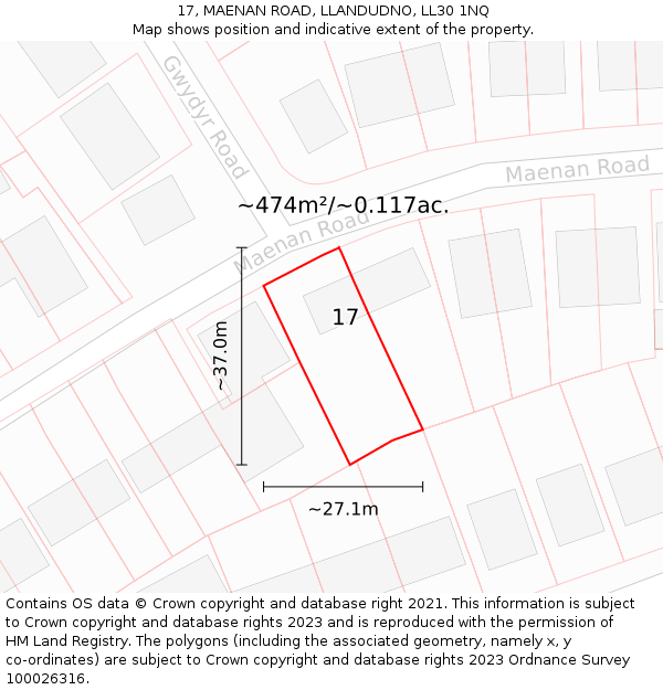 17, MAENAN ROAD, LLANDUDNO, LL30 1NQ: Plot and title map