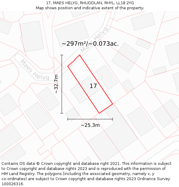 17, MAES HELYG, RHUDDLAN, RHYL, LL18 2YG: Plot and title map