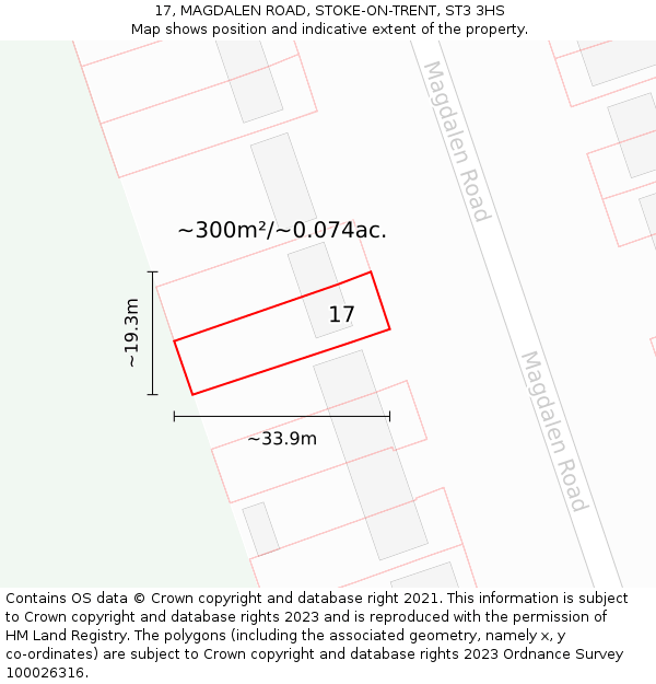 17, MAGDALEN ROAD, STOKE-ON-TRENT, ST3 3HS: Plot and title map