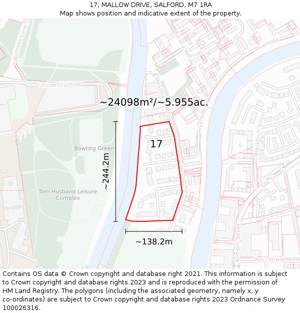 17, MALLOW DRIVE, SALFORD, M7 1RA: Plot and title map