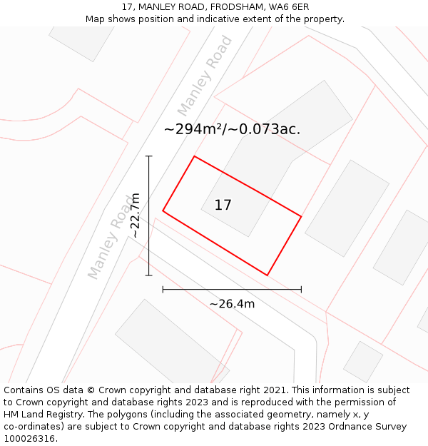 17, MANLEY ROAD, FRODSHAM, WA6 6ER: Plot and title map