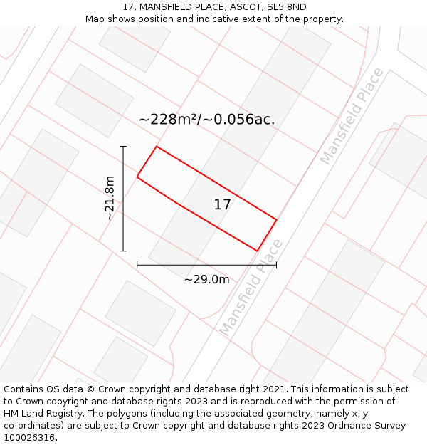 17, MANSFIELD PLACE, ASCOT, SL5 8ND: Plot and title map