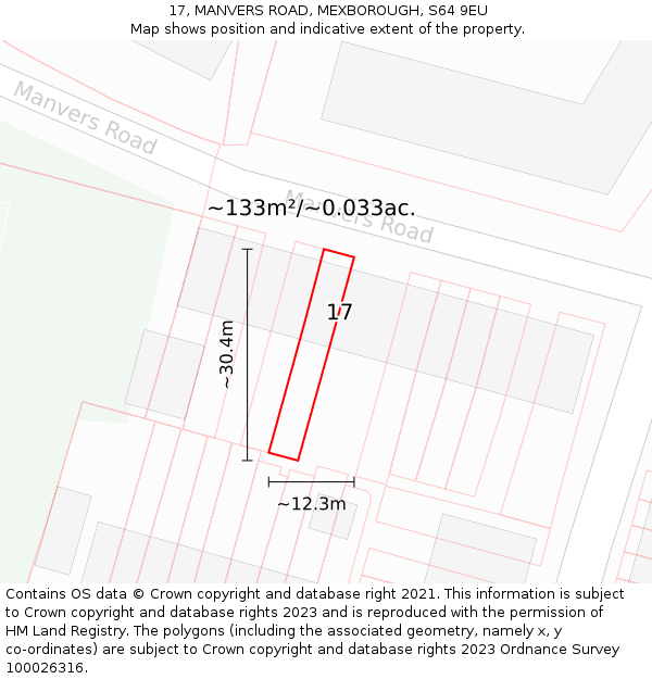 17, MANVERS ROAD, MEXBOROUGH, S64 9EU: Plot and title map