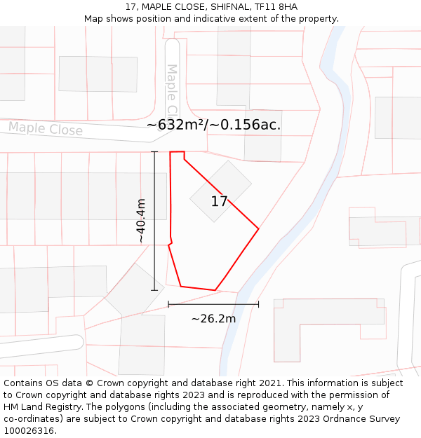 17, MAPLE CLOSE, SHIFNAL, TF11 8HA: Plot and title map