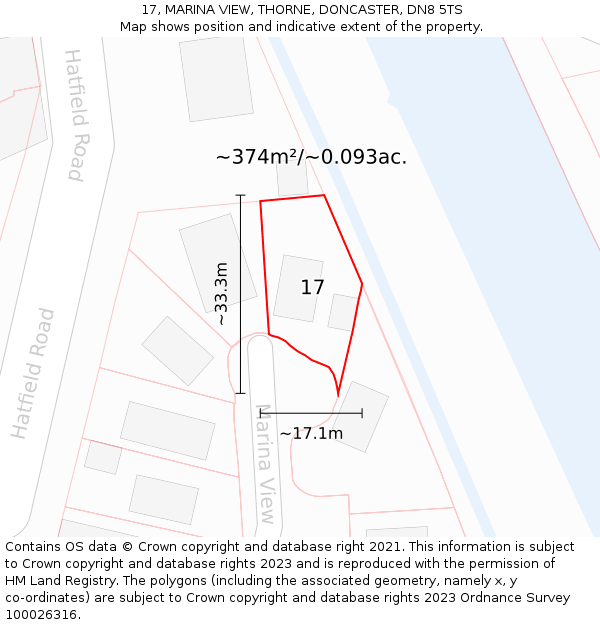 17, MARINA VIEW, THORNE, DONCASTER, DN8 5TS: Plot and title map