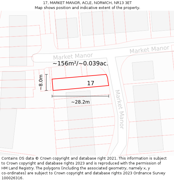 17, MARKET MANOR, ACLE, NORWICH, NR13 3ET: Plot and title map