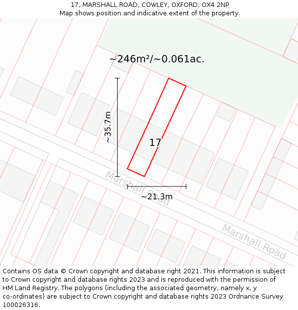17, MARSHALL ROAD, COWLEY, OXFORD, OX4 2NP: Plot and title map