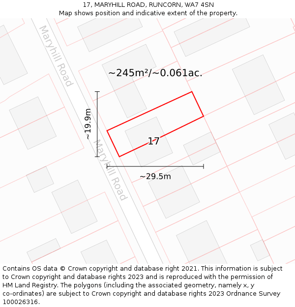 17, MARYHILL ROAD, RUNCORN, WA7 4SN: Plot and title map