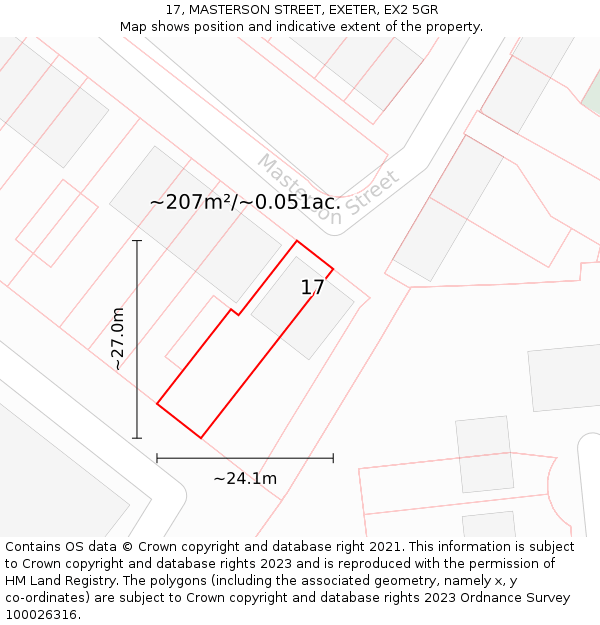 17, MASTERSON STREET, EXETER, EX2 5GR: Plot and title map