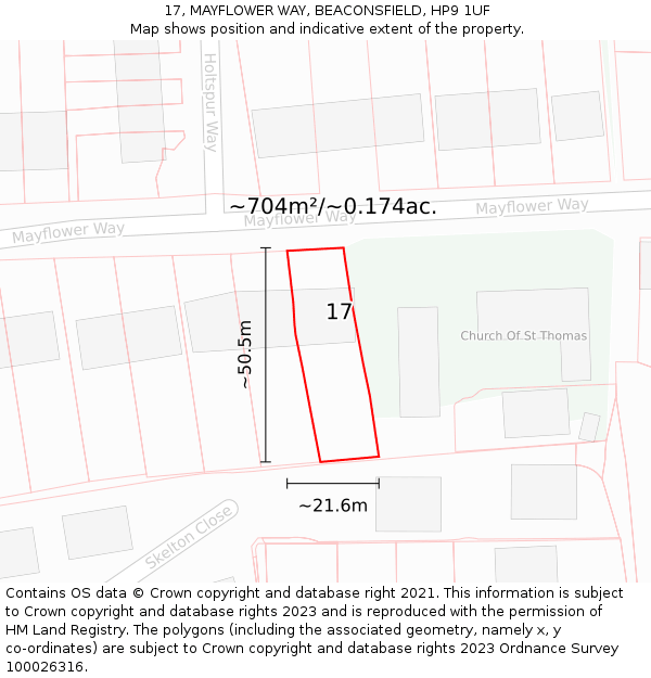 17, MAYFLOWER WAY, BEACONSFIELD, HP9 1UF: Plot and title map