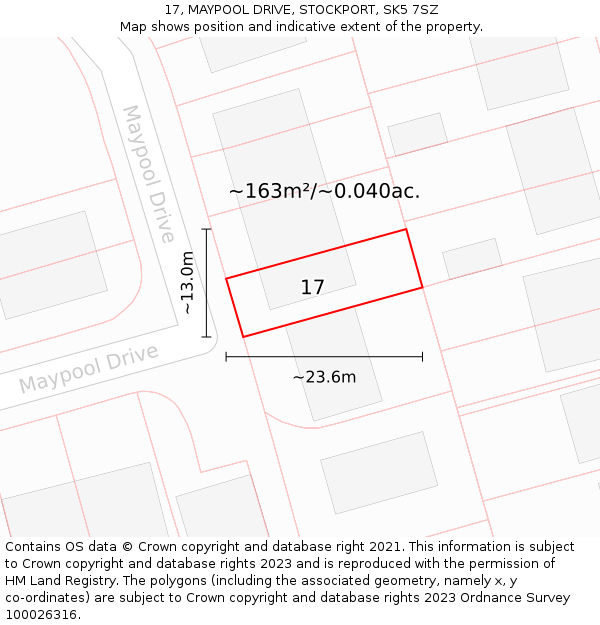 17, MAYPOOL DRIVE, STOCKPORT, SK5 7SZ: Plot and title map