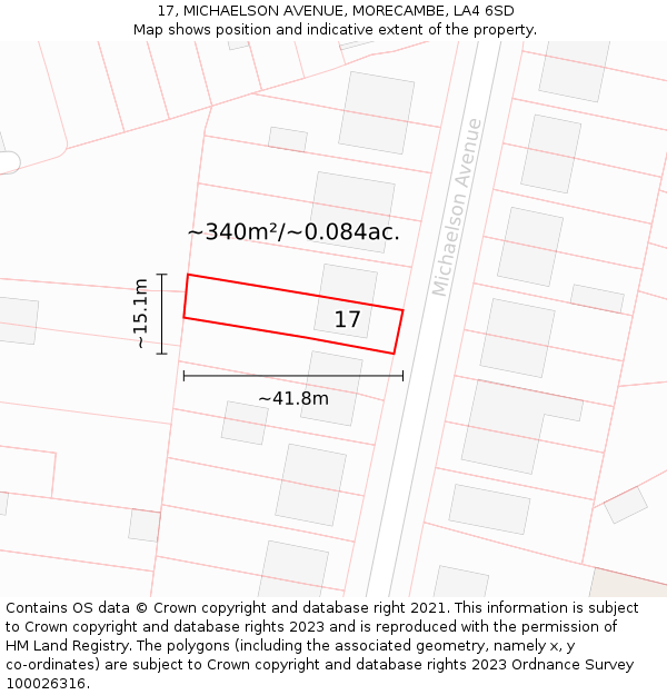 17, MICHAELSON AVENUE, MORECAMBE, LA4 6SD: Plot and title map