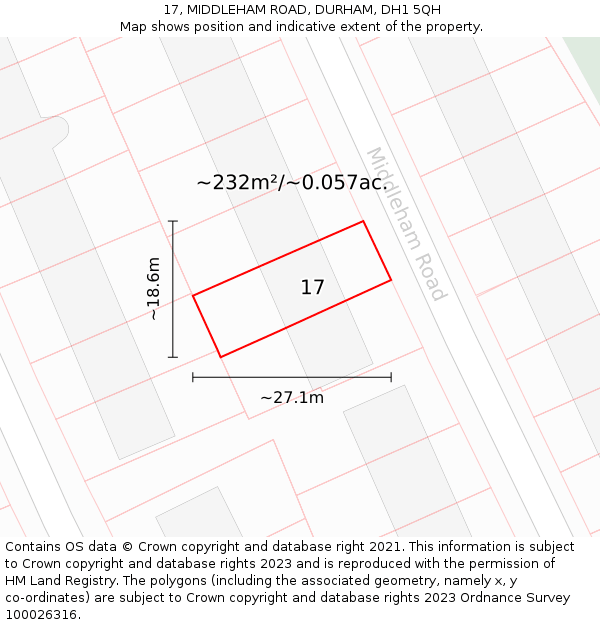 17, MIDDLEHAM ROAD, DURHAM, DH1 5QH: Plot and title map