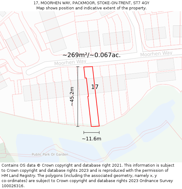 17, MOORHEN WAY, PACKMOOR, STOKE-ON-TRENT, ST7 4GY: Plot and title map