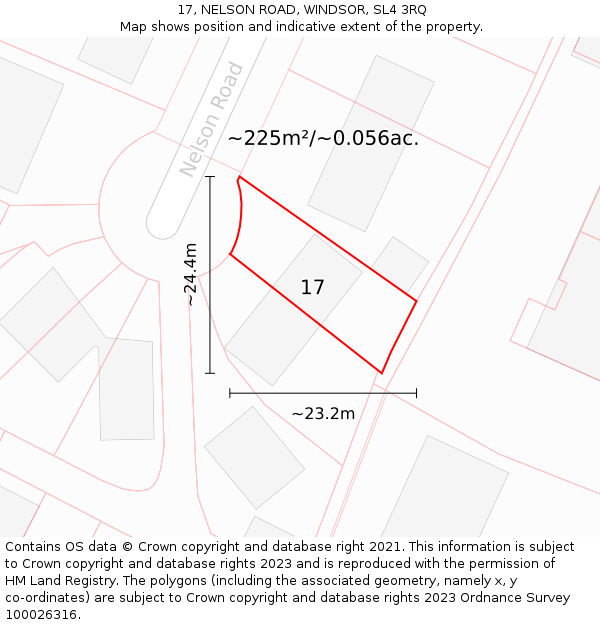 17, NELSON ROAD, WINDSOR, SL4 3RQ: Plot and title map