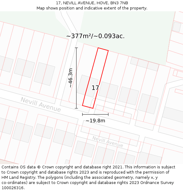 17, NEVILL AVENUE, HOVE, BN3 7NB: Plot and title map