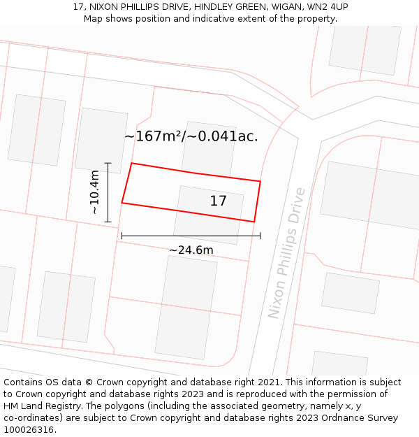 17, NIXON PHILLIPS DRIVE, HINDLEY GREEN, WIGAN, WN2 4UP: Plot and title map