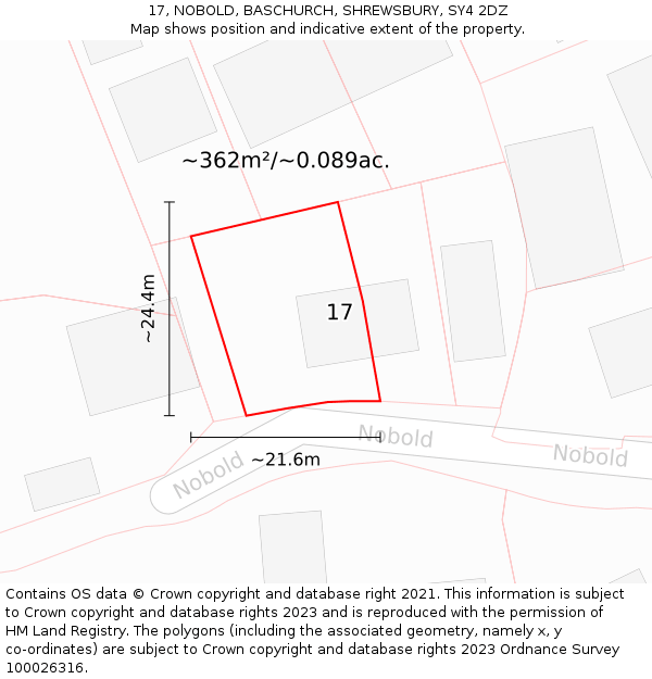 17, NOBOLD, BASCHURCH, SHREWSBURY, SY4 2DZ: Plot and title map