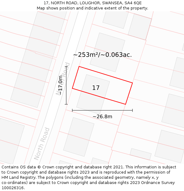 17, NORTH ROAD, LOUGHOR, SWANSEA, SA4 6QE: Plot and title map