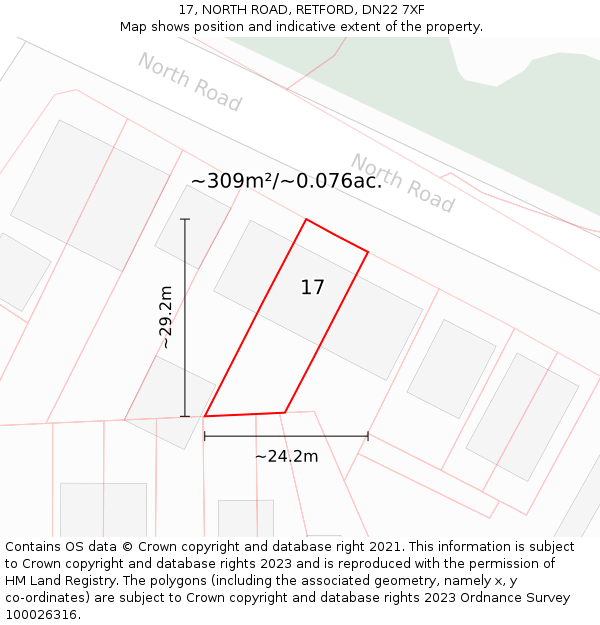 17, NORTH ROAD, RETFORD, DN22 7XF: Plot and title map