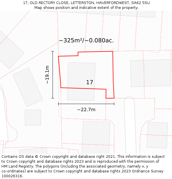 17, OLD RECTORY CLOSE, LETTERSTON, HAVERFORDWEST, SA62 5SU: Plot and title map