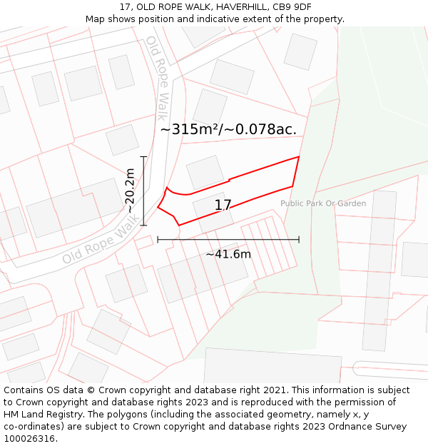 17, OLD ROPE WALK, HAVERHILL, CB9 9DF: Plot and title map