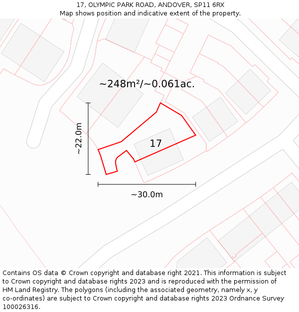 17, OLYMPIC PARK ROAD, ANDOVER, SP11 6RX: Plot and title map