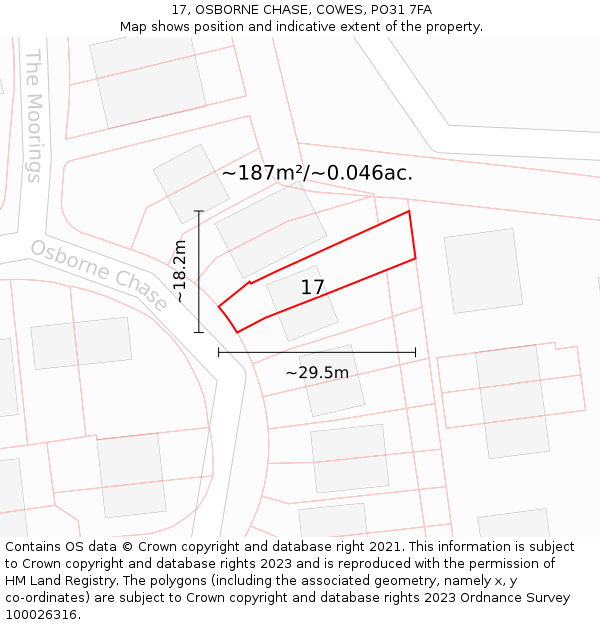 17, OSBORNE CHASE, COWES, PO31 7FA: Plot and title map