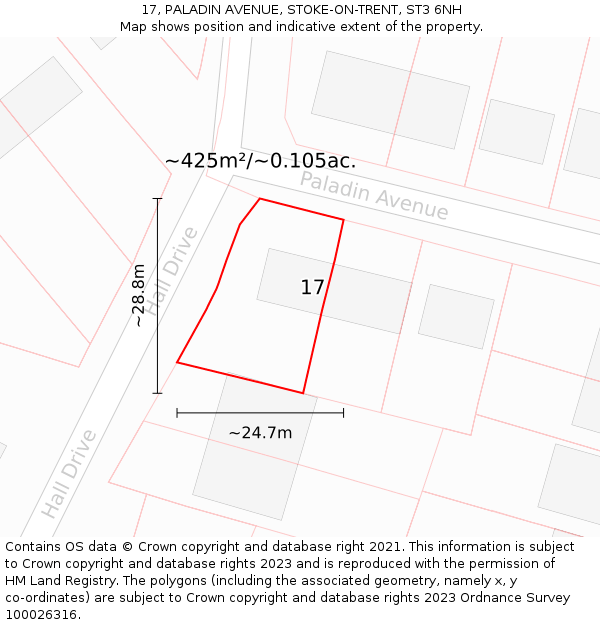 17, PALADIN AVENUE, STOKE-ON-TRENT, ST3 6NH: Plot and title map