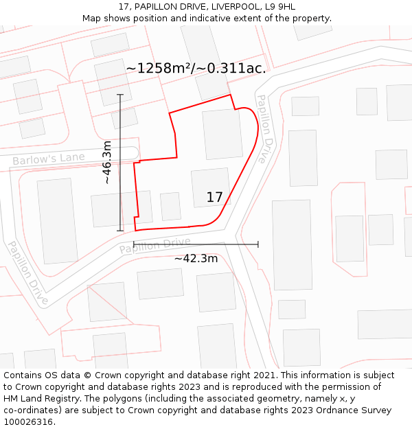 17, PAPILLON DRIVE, LIVERPOOL, L9 9HL: Plot and title map