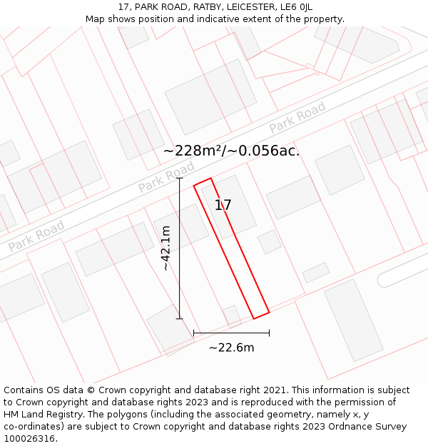 17, PARK ROAD, RATBY, LEICESTER, LE6 0JL: Plot and title map