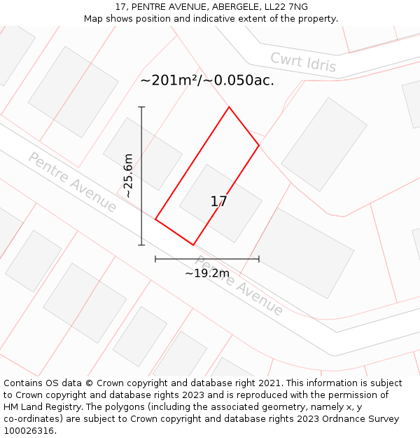 17, PENTRE AVENUE, ABERGELE, LL22 7NG: Plot and title map