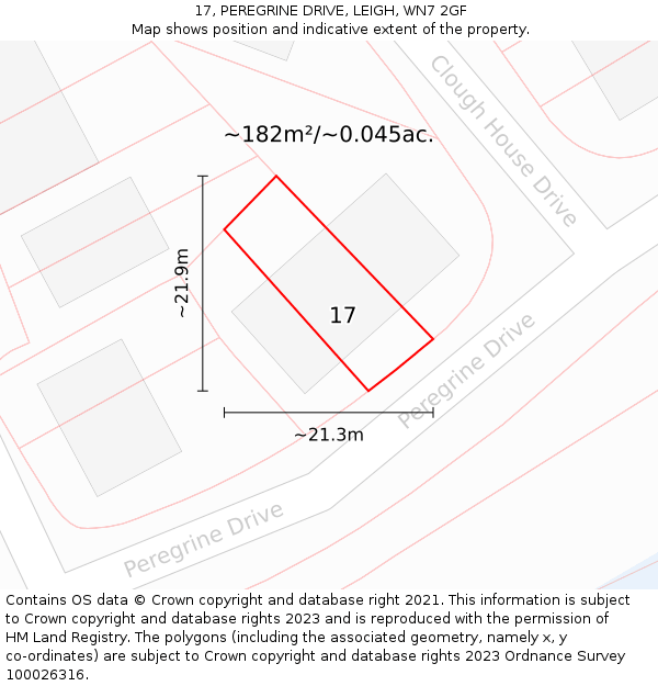 17, PEREGRINE DRIVE, LEIGH, WN7 2GF: Plot and title map